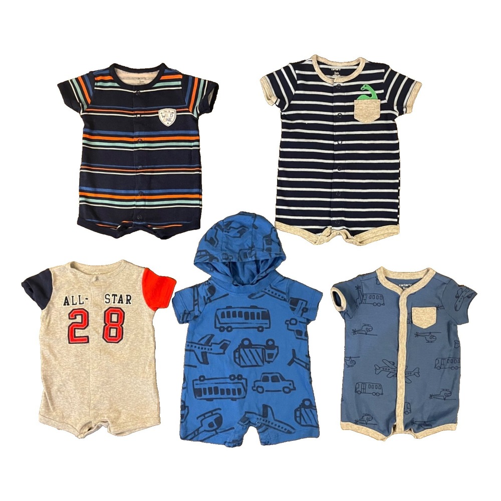 Carters Baby Boy 3 Mo Outfits Clothes Lot Bundle One Piece Rompers Car Bus Dino